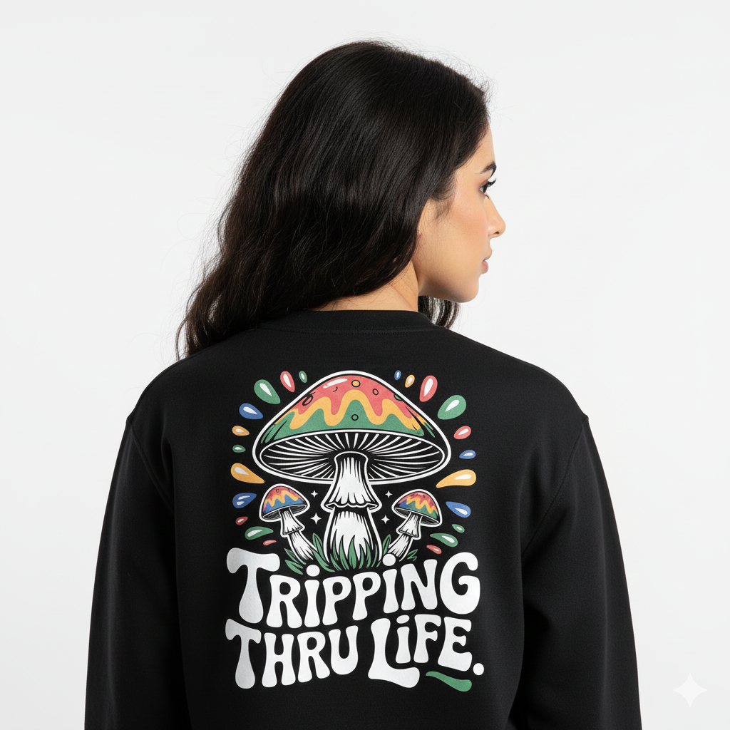 Tripping Thru Life – Psychedelic Graphic Sweatshirt