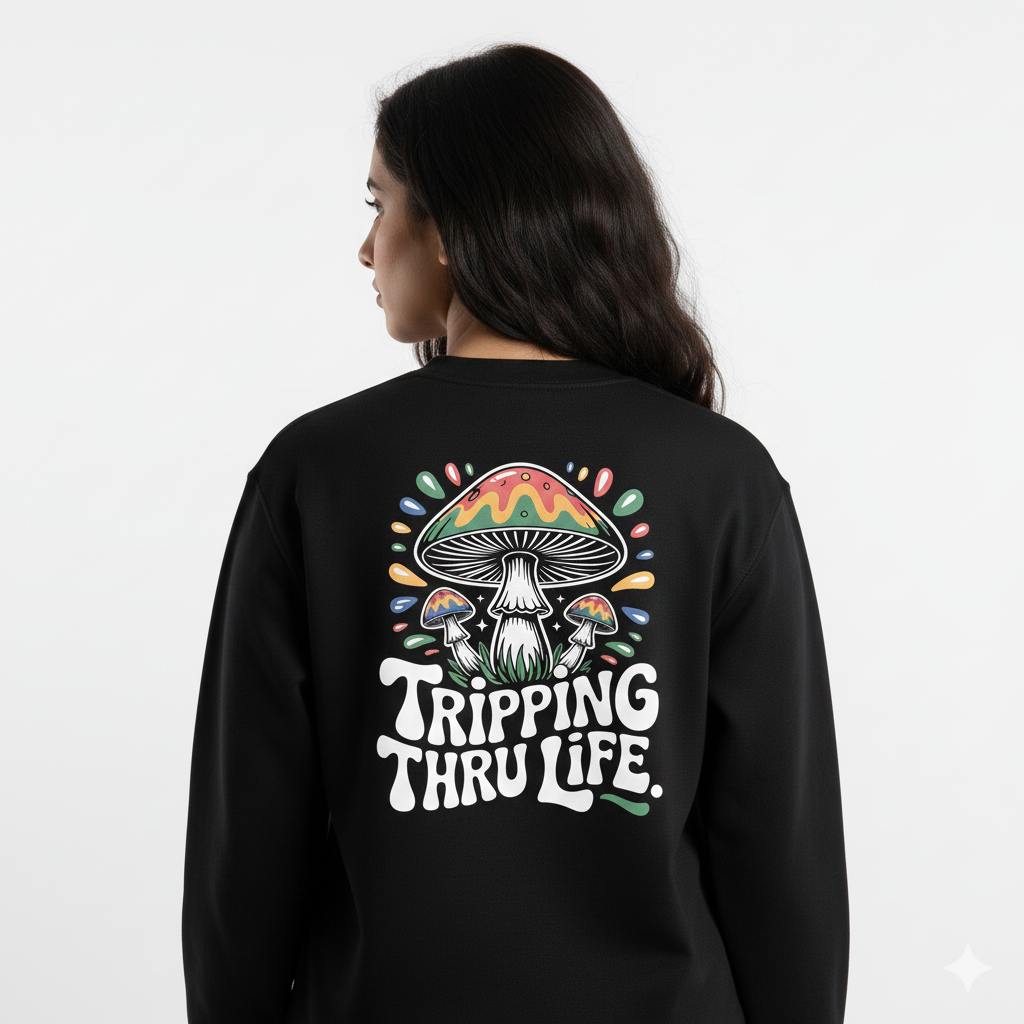 Tripping Thru Life – Psychedelic Graphic Sweatshirt