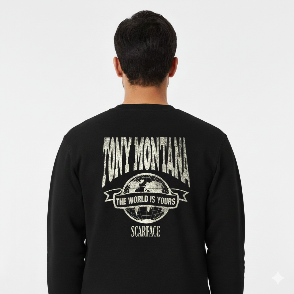 Tony Montana Inspired Black Sweatshirt – Iconic Gangster Style Streetwear
