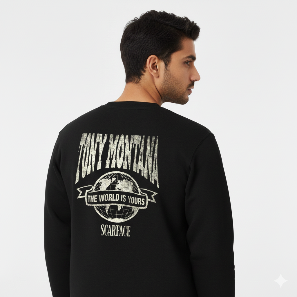 Tony Montana Inspired Black Sweatshirt – Iconic Gangster Style Streetwear