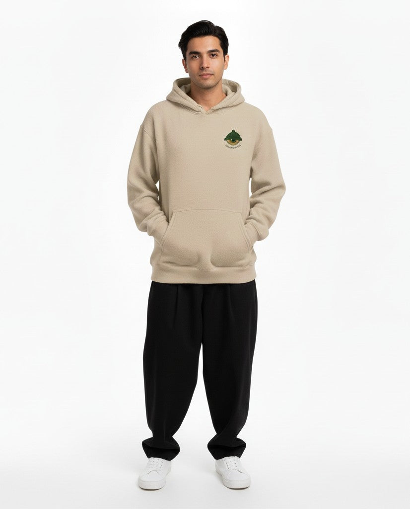 Cozy “Winter Eye” Hoodie – Premium Fleece | Unisex Oversized | Beige