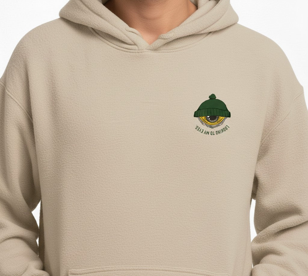 Cozy “Winter Eye” Hoodie – Premium Fleece | Unisex Oversized | Beige