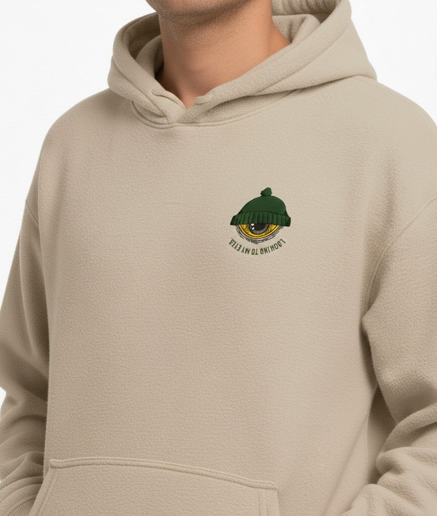 Cozy “Winter Eye” Hoodie – Premium Fleece | Unisex Oversized | Beige