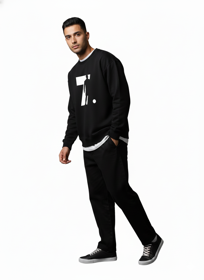Football No. 7 Sweatshirt – Premium Fleece | Unisex Streetwear | Black
