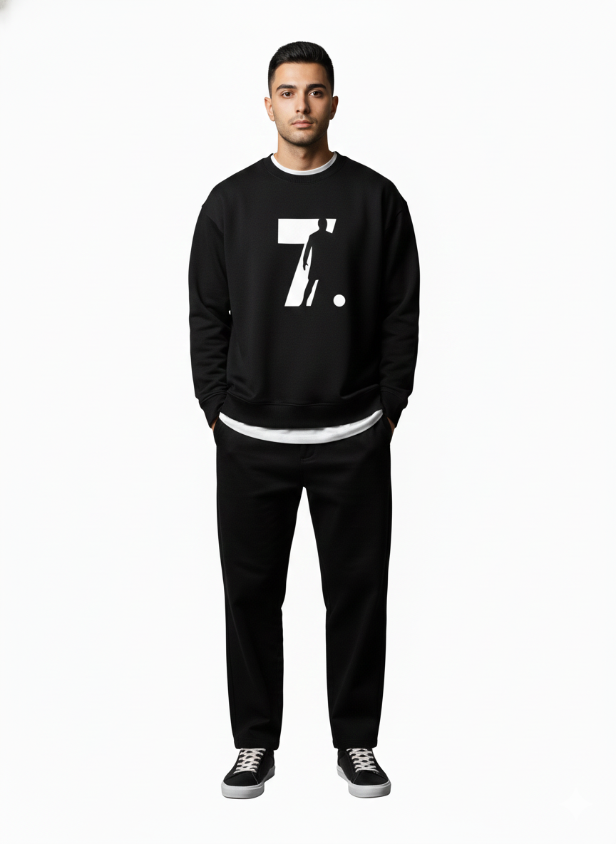Football No. 7 Sweatshirt – Premium Fleece | Unisex Streetwear | Black