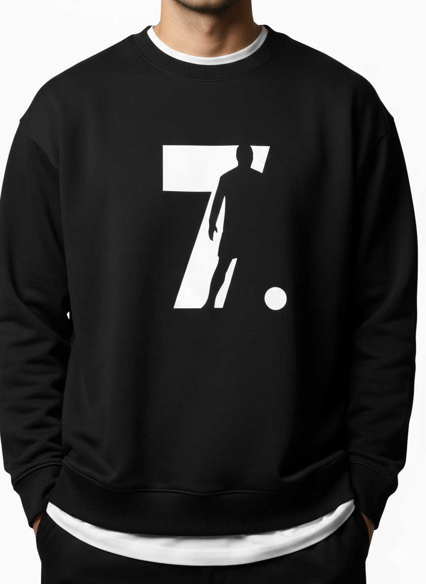 Football No. 7 Sweatshirt – Premium Fleece | Unisex Streetwear | Black