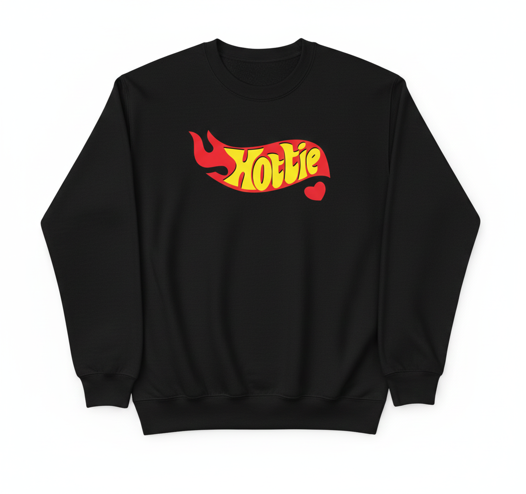 Hottie” Off-Shoulder Sweatshirt – Premium Fleece | Women’s Streetwear | Black