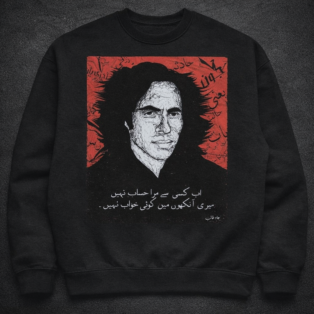 Urdu Poetry Back Print Black Sweatshirt – Premium Winter Wear
