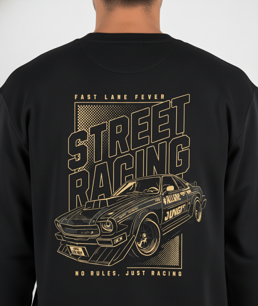 Street Racing Oversized Sweatshirt – Premium Graphic Edition