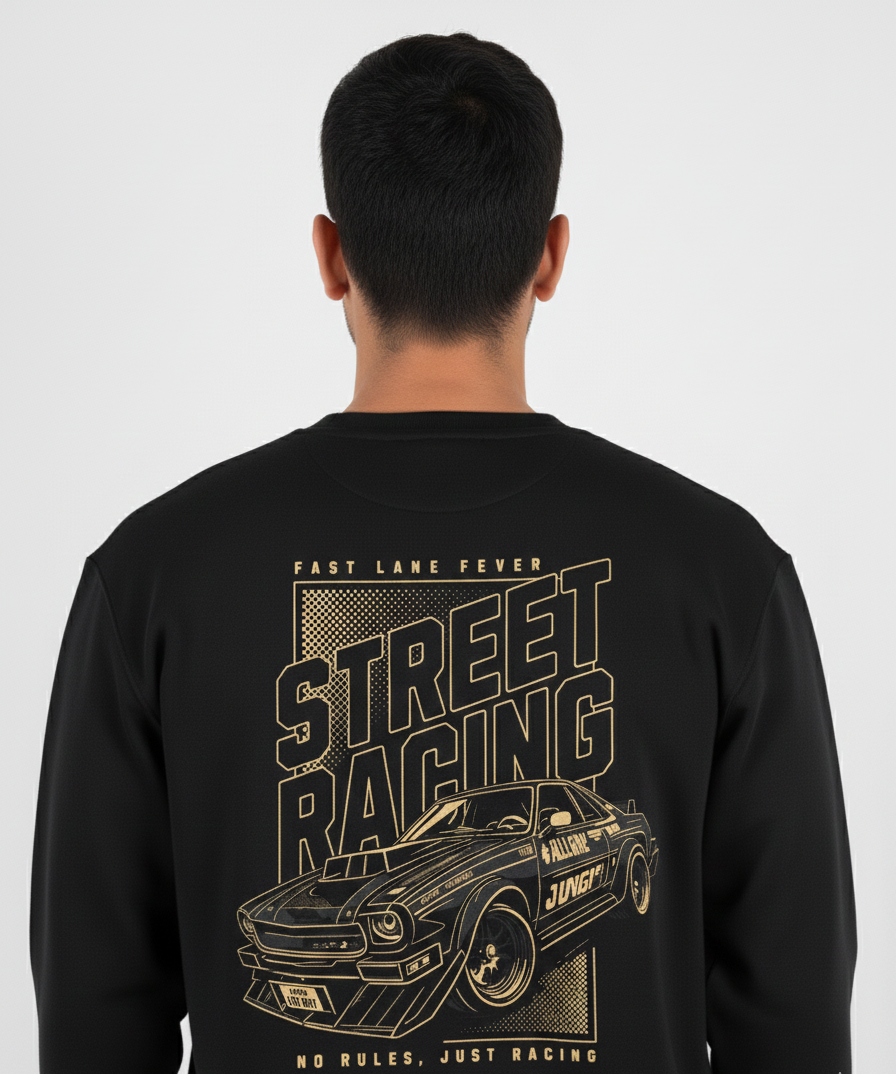 Street Racing Oversized Sweatshirt – Premium Graphic Edition