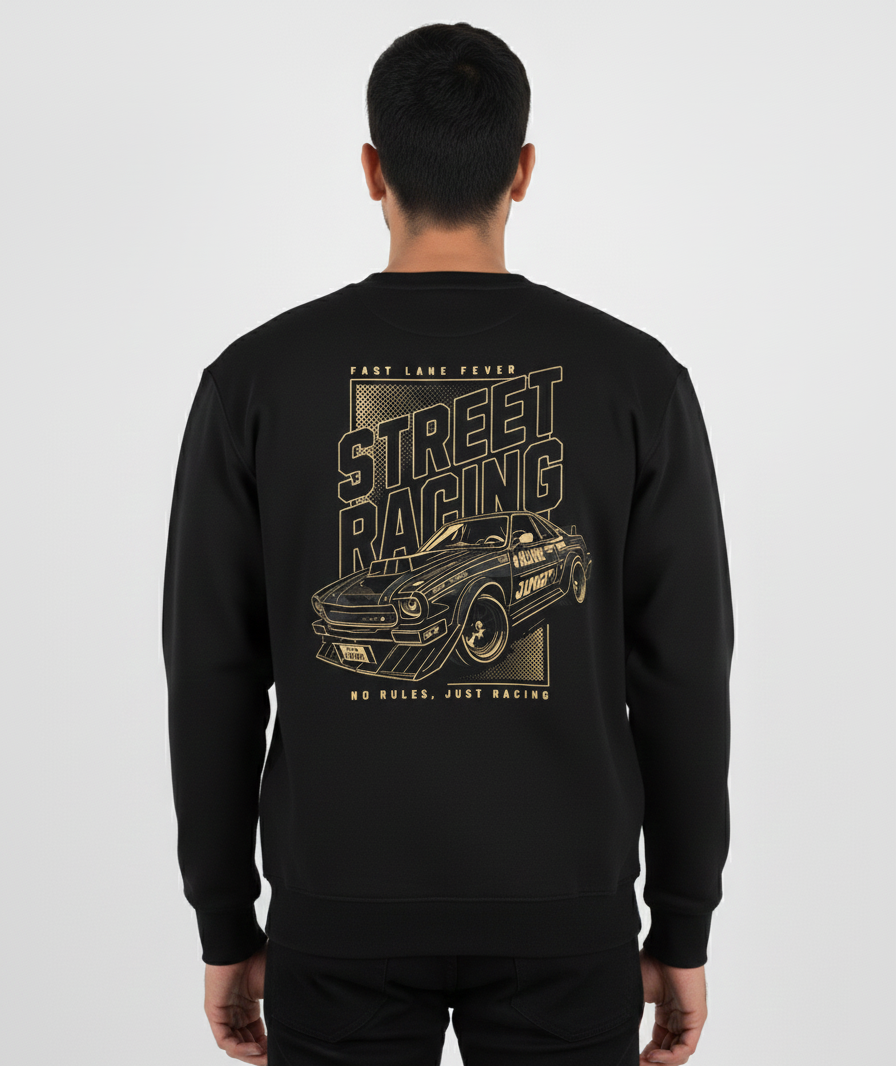 Street Racing Oversized Sweatshirt – Premium Graphic Edition
